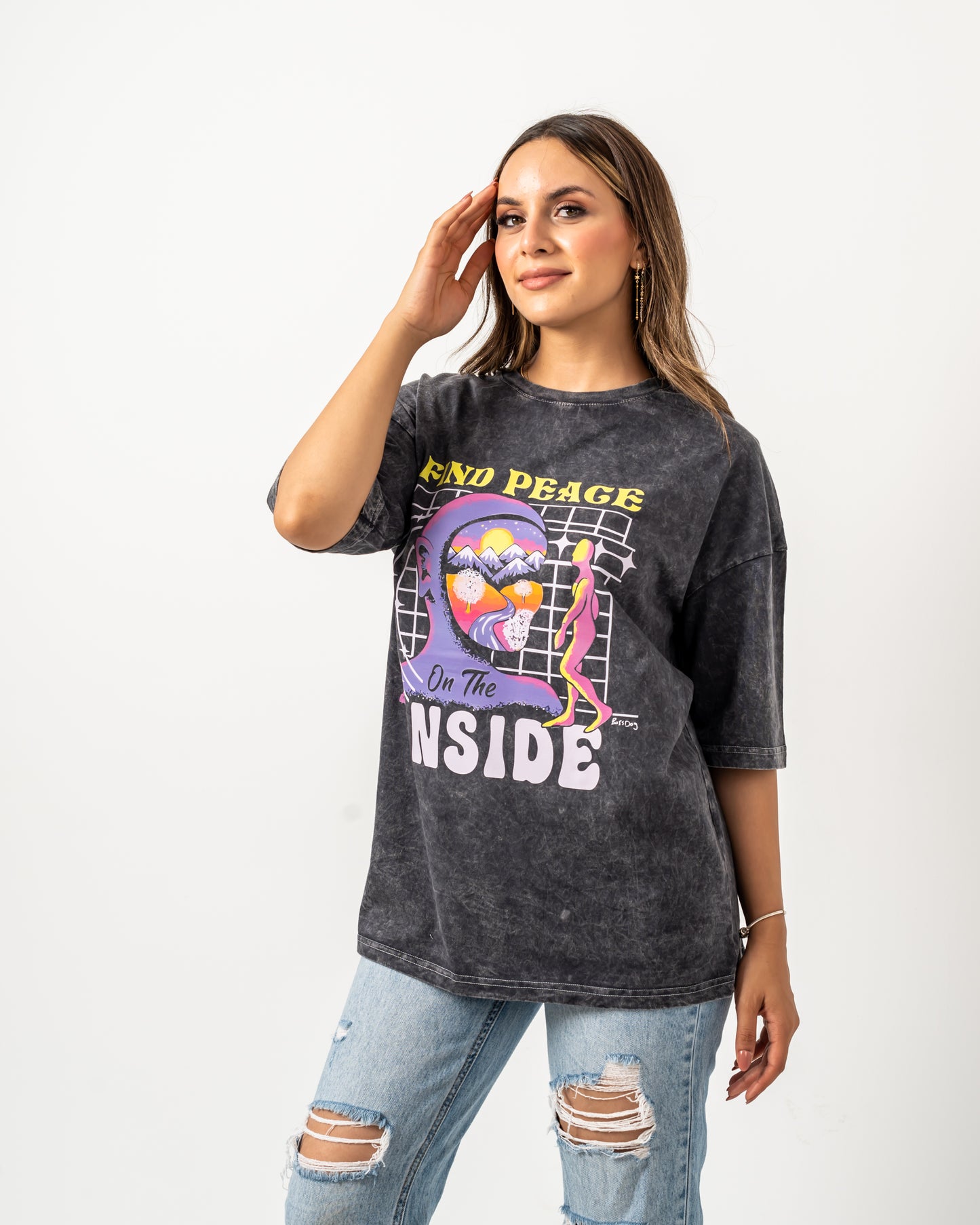 Find peace inside washed t-shirt