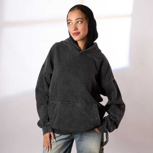 grey washed oversize hoodie