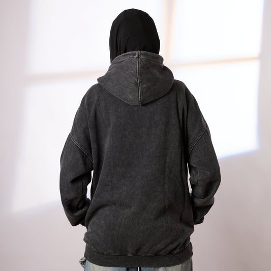 grey washed oversize hoodie