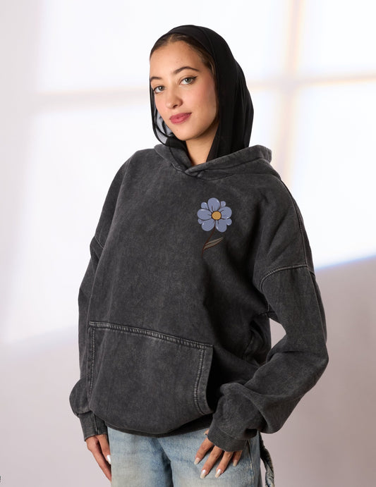 Finding my own path washed grey hoodie