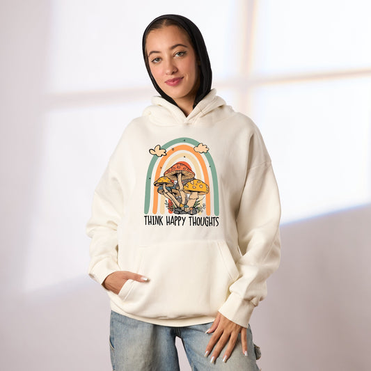 Think happy white oversize hoodie