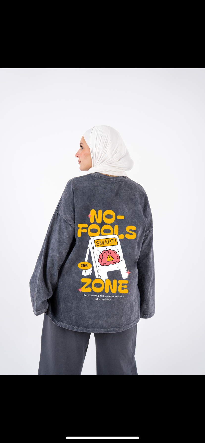 No fools zone washed widesleeve t-shirt