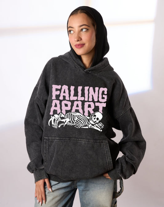Falling apart washed grey hoodie