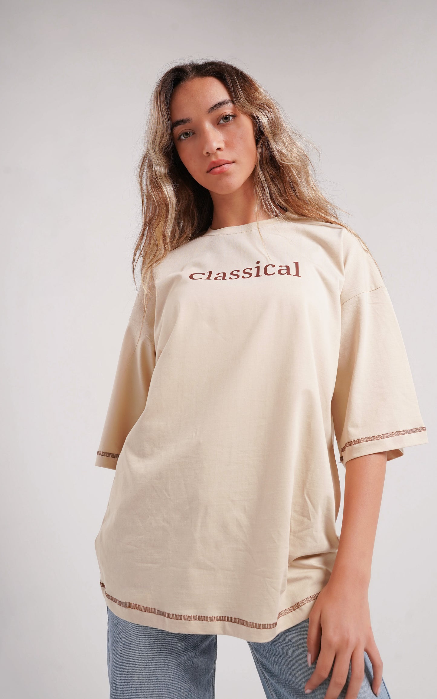 Classical beigexbrown t-shirt