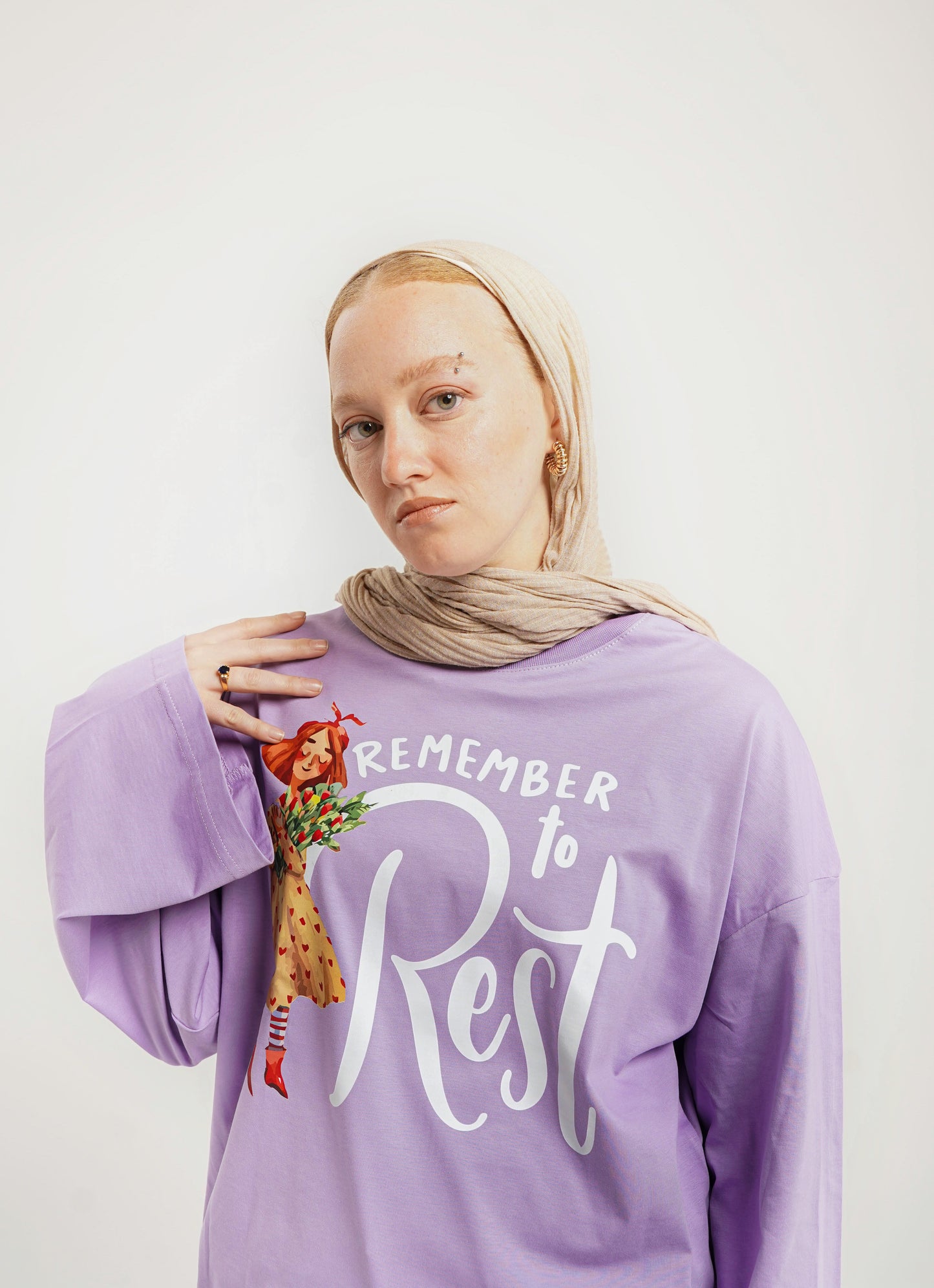 Remember to rest lavender widesleeves t-shirt