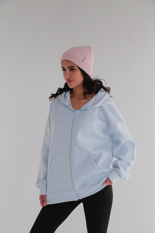 Baby blue zip up hoodie