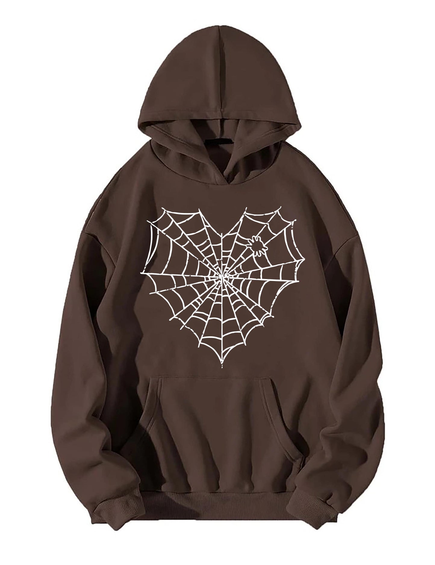 Spider heart brown hoodie
