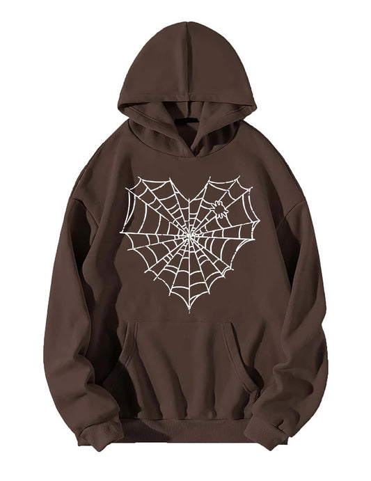 Spider heart brown hoodie