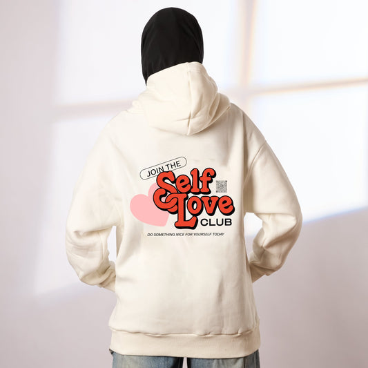 selflove white oversize hoodie