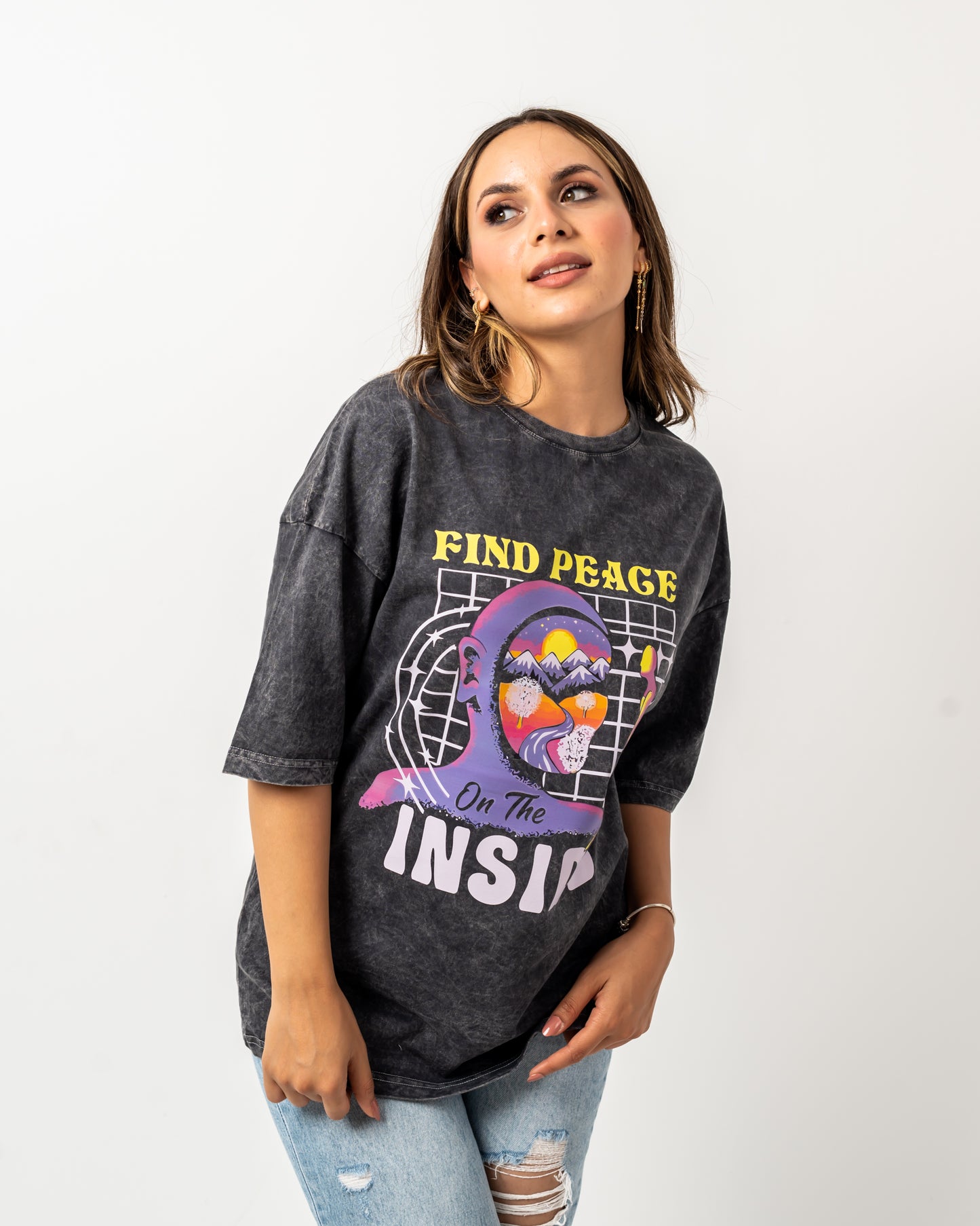 Find peace inside washed t-shirt