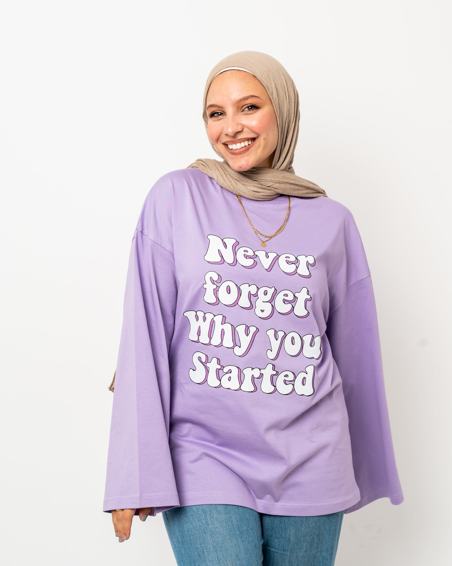 Never forget lavender widesleeves t-shirt