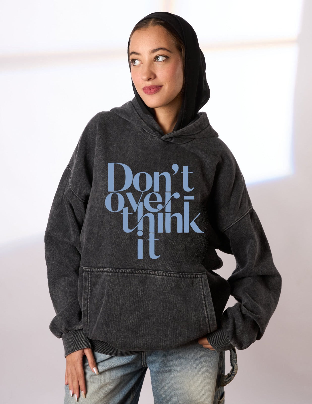Don’t overthink it washed grey hoodie
