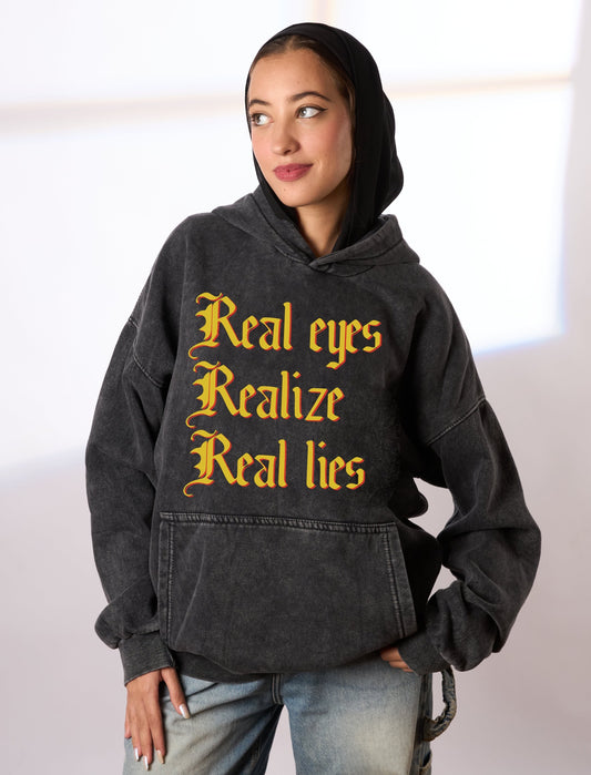 Real eyes washed grey hoodie