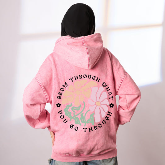 Go through pink washed hoodie