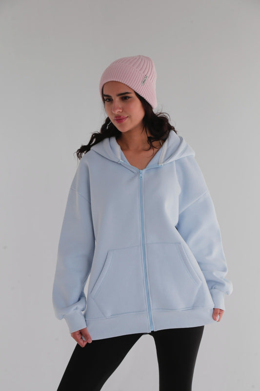 Baby blue zip up hoodie