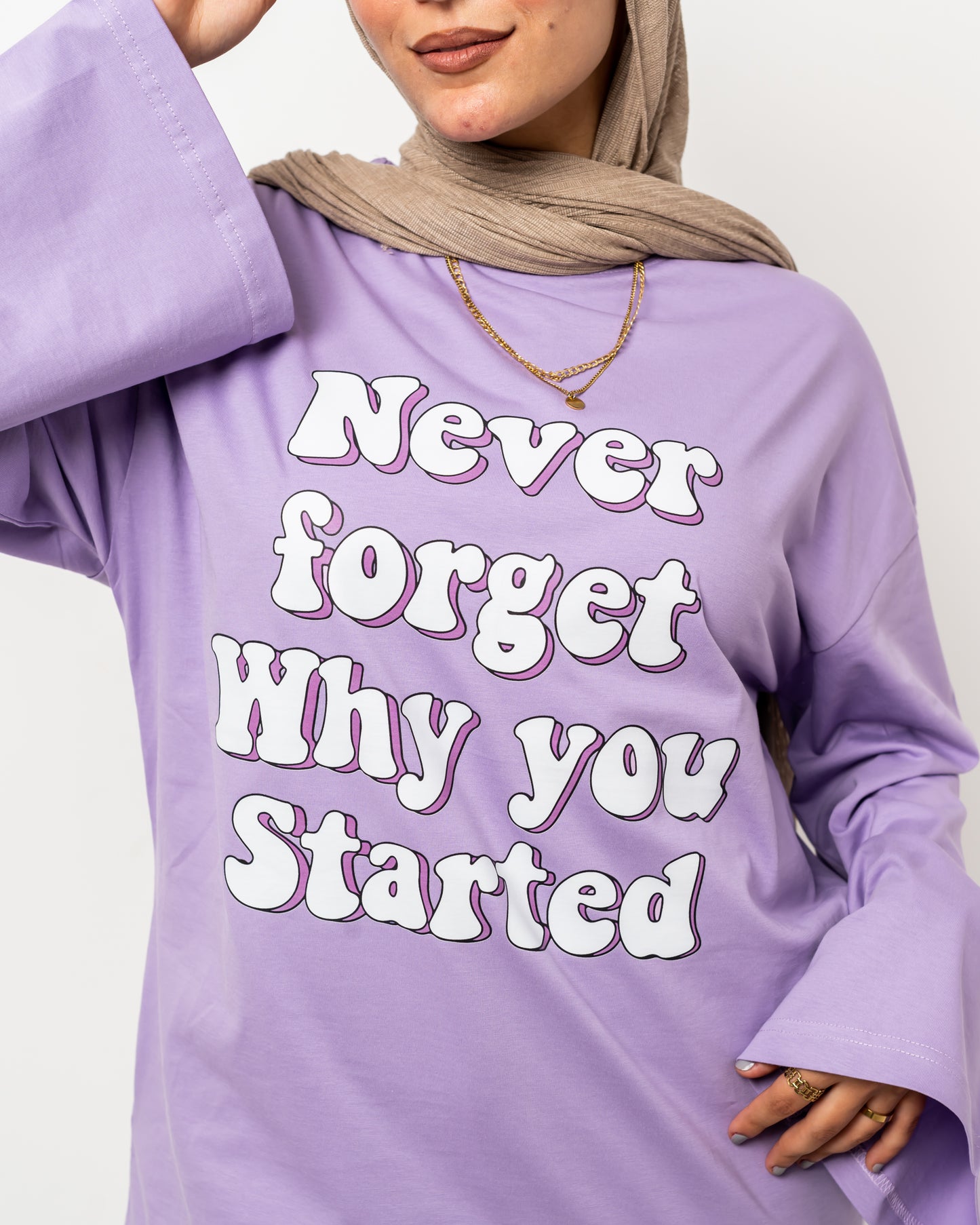 Never forget lavender widesleeves t-shirt