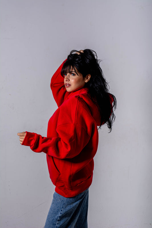 red basic hoodie