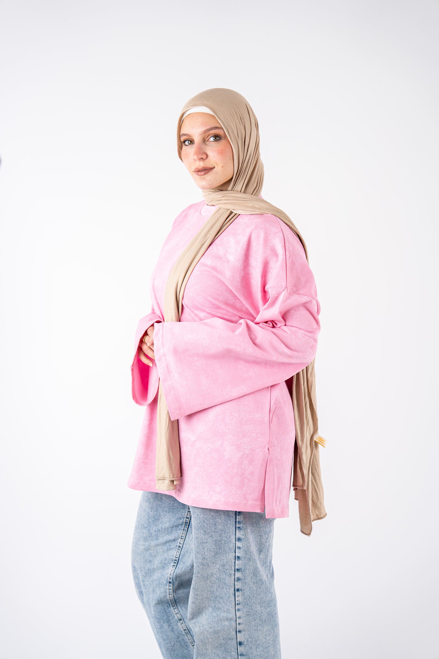 pink washed basic widesleeves t-shirt