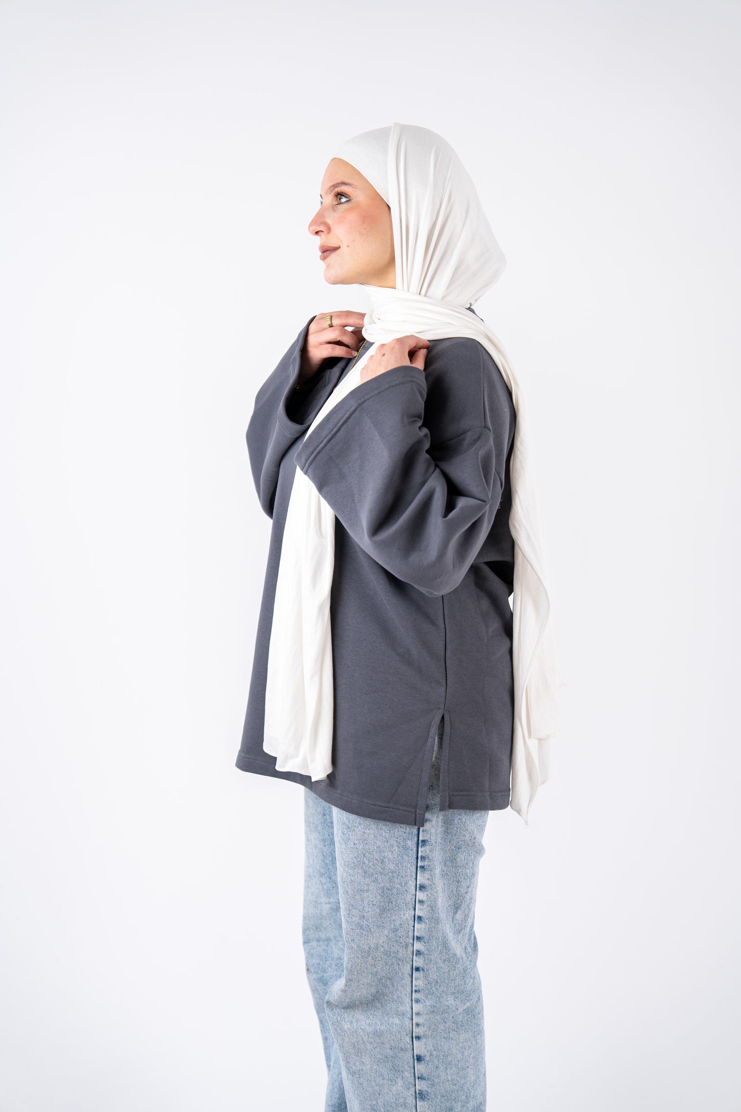 grey basic widesleeves t-shirt
