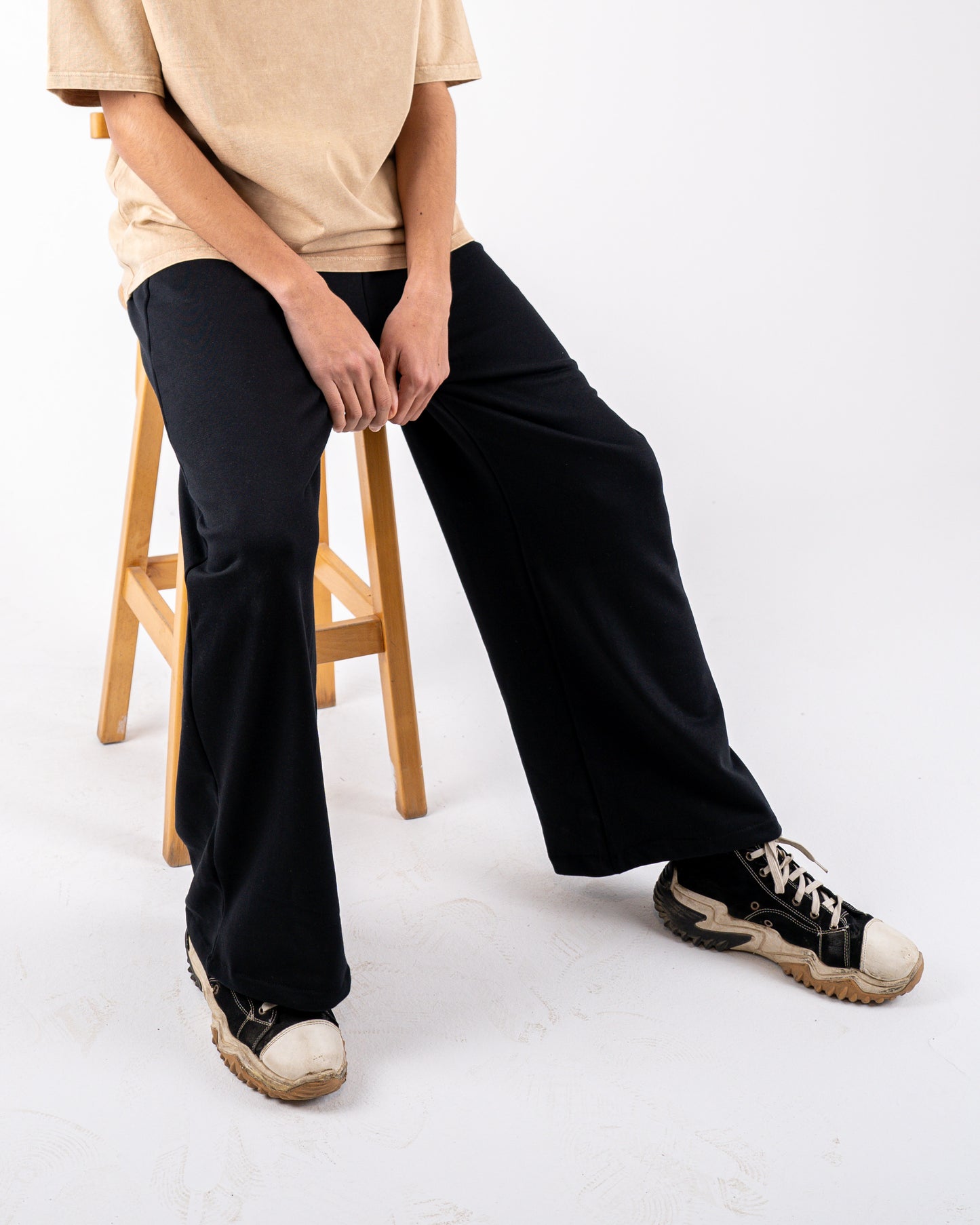 black wideleg sweatpants