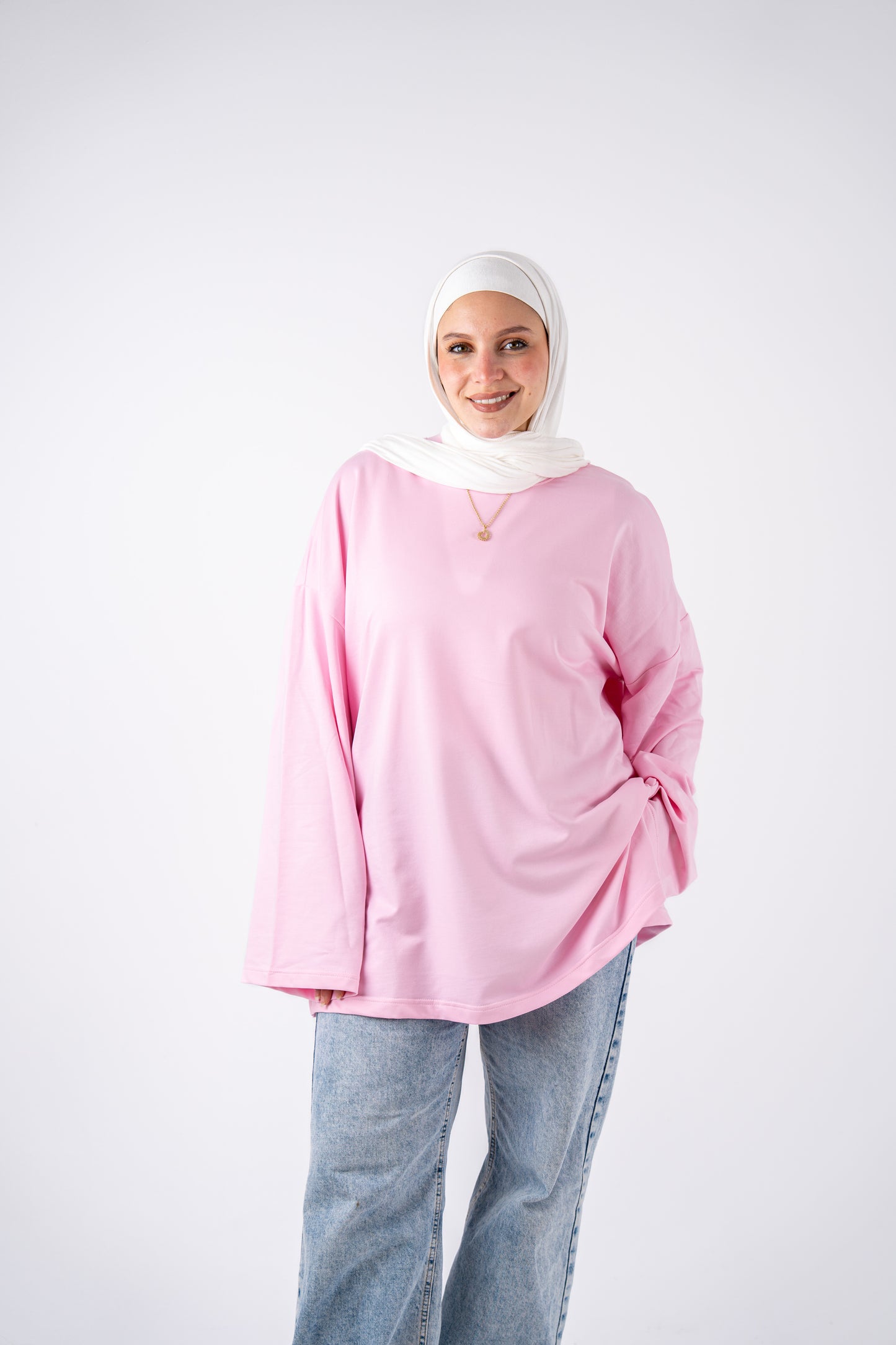 pink basic widesleeves t-shirt