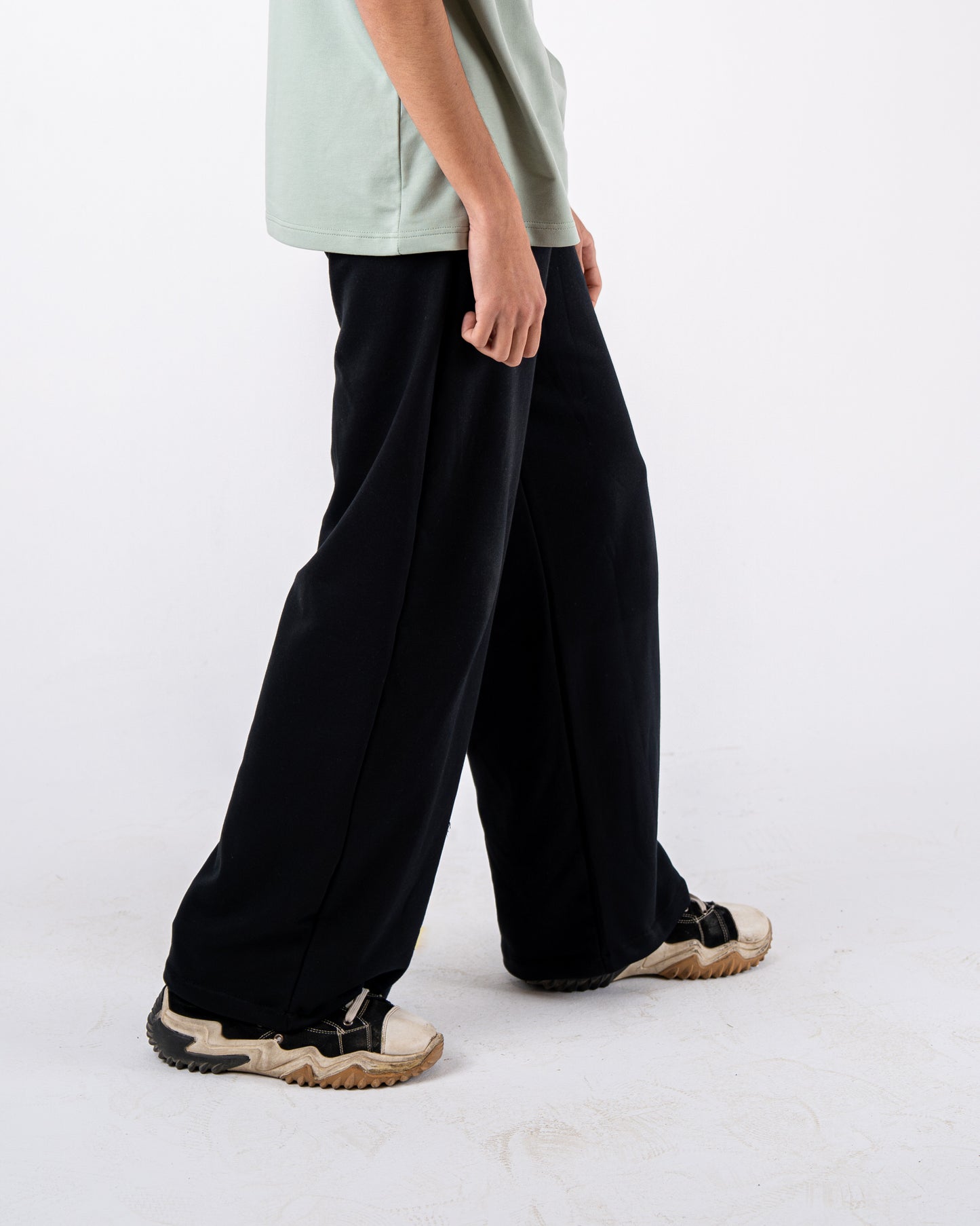 black wideleg sweatpants