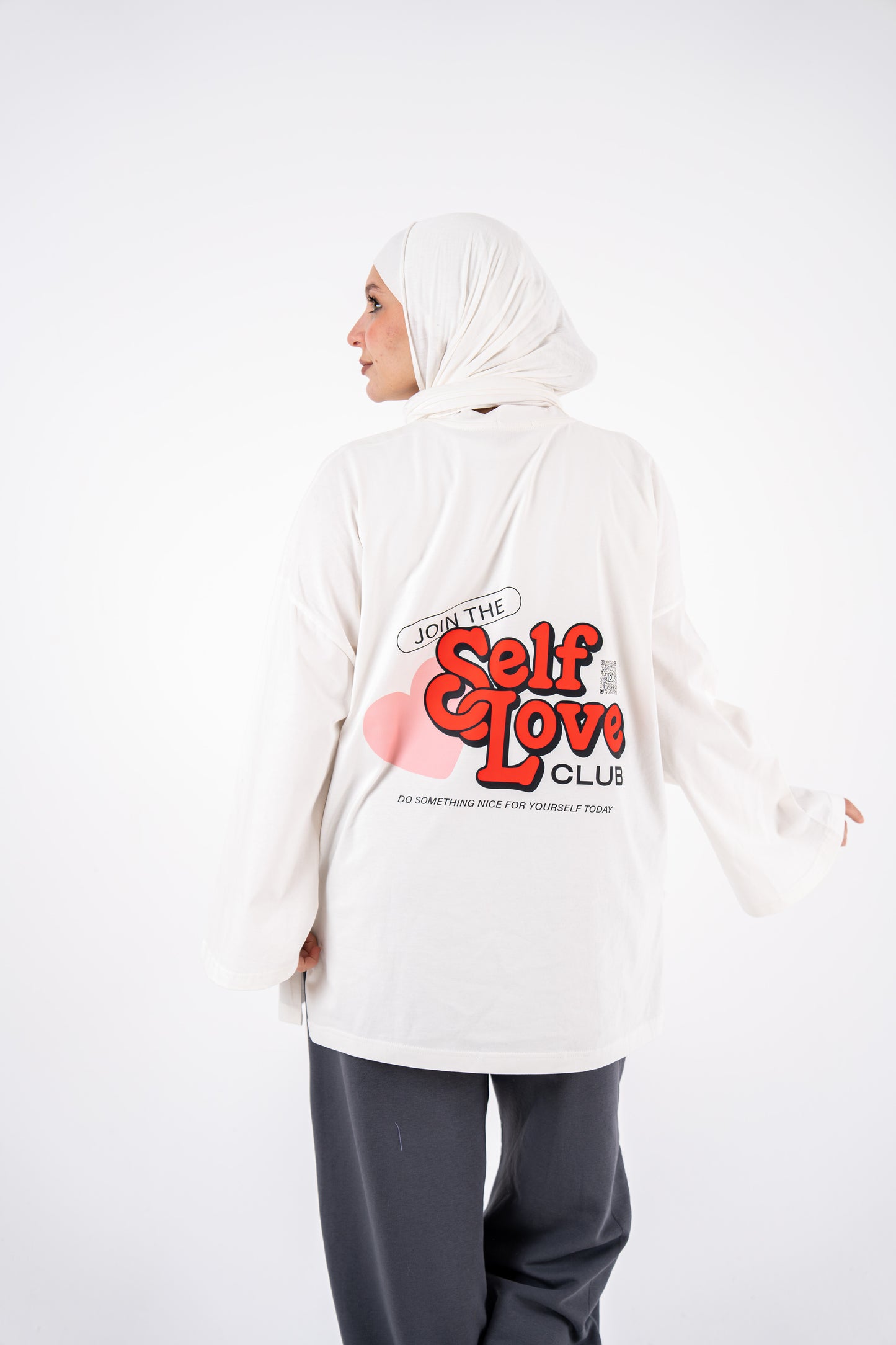 self love white widesleeves t-shirt