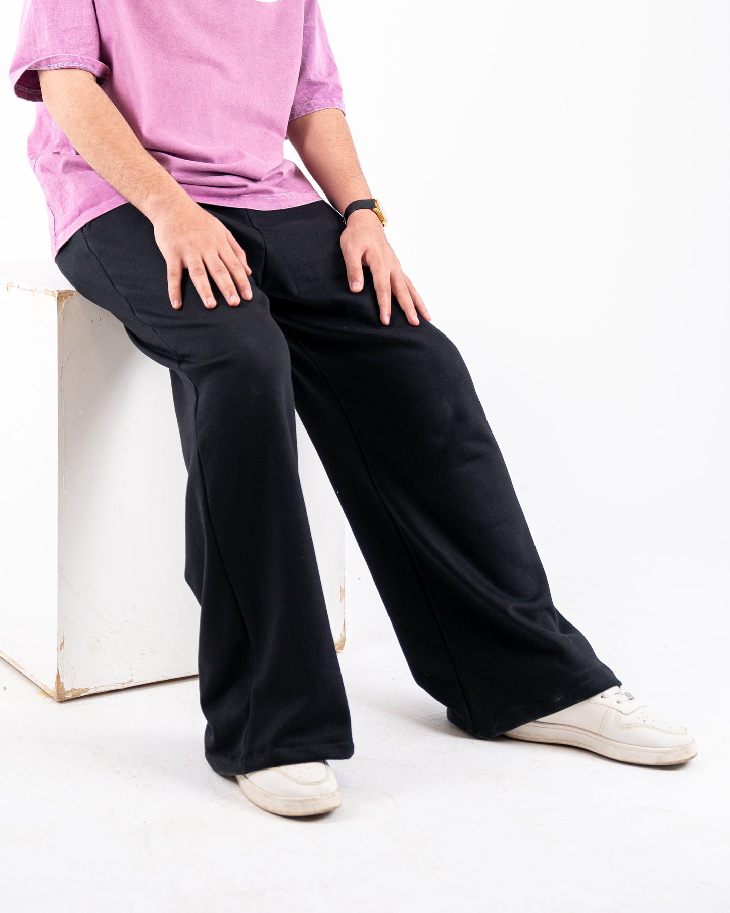 black wideleg sweatpants