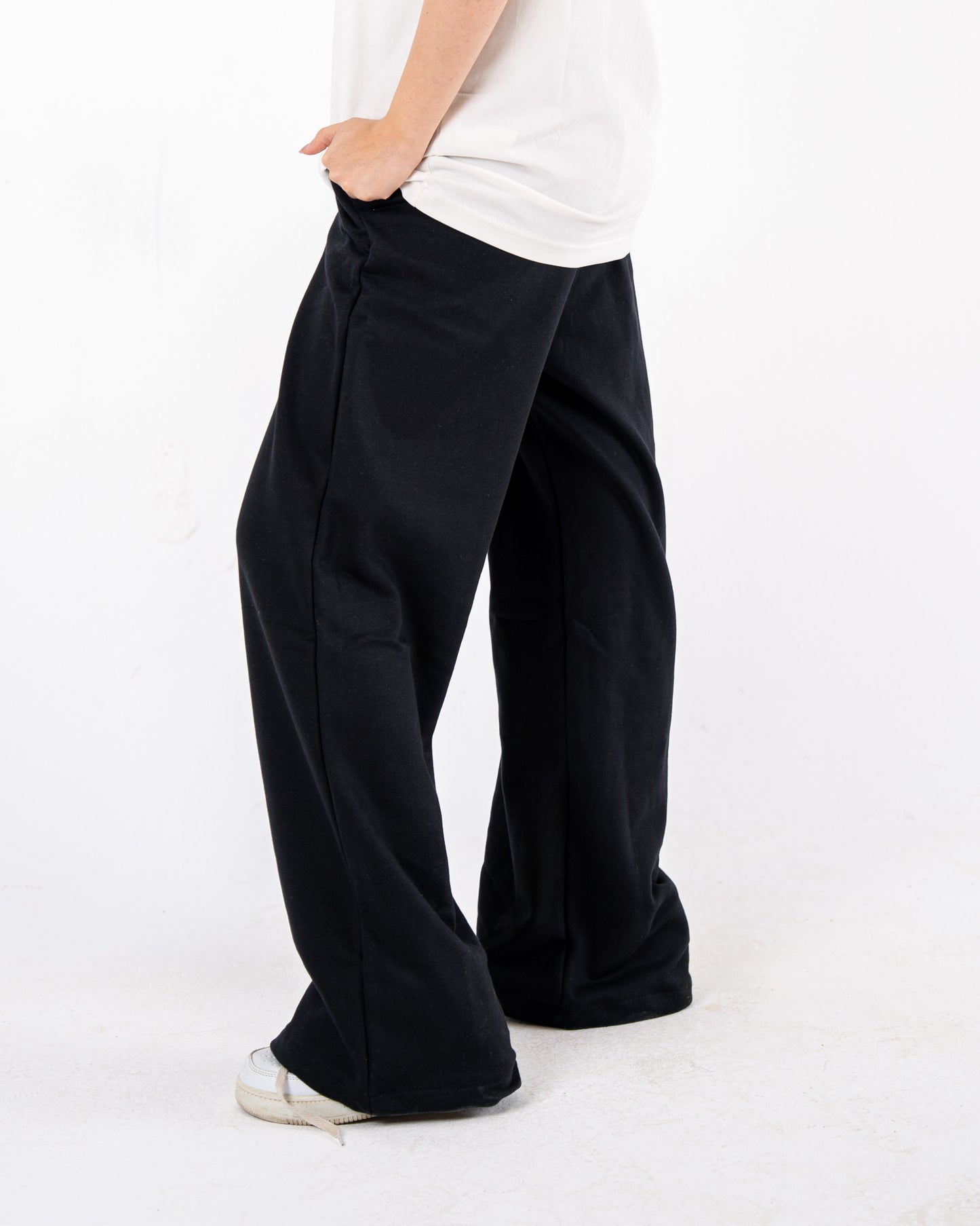 black wideleg sweatpants