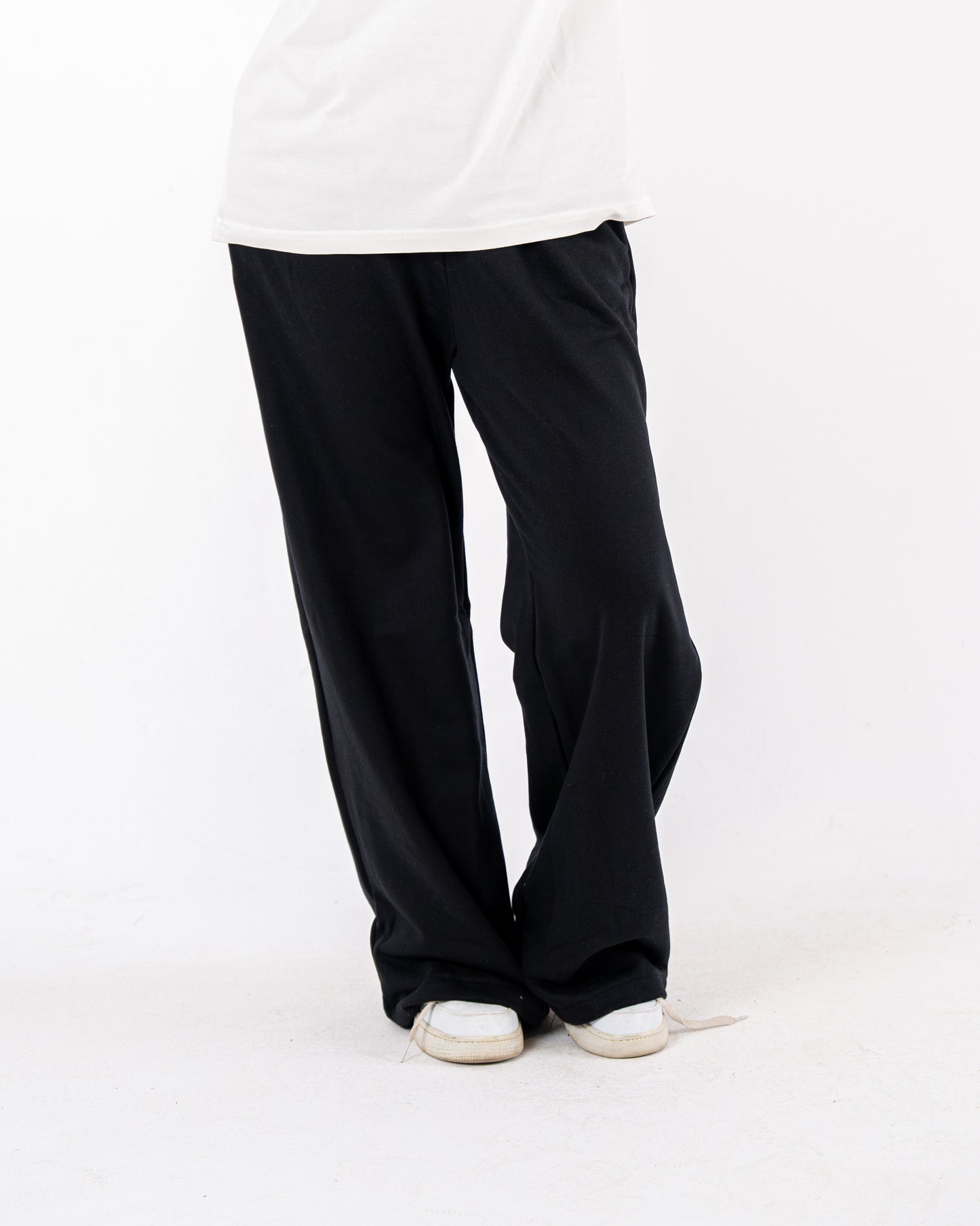 black wideleg sweatpants
