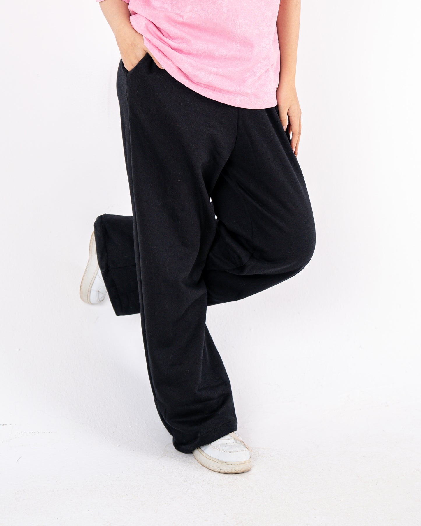 black wideleg sweatpants