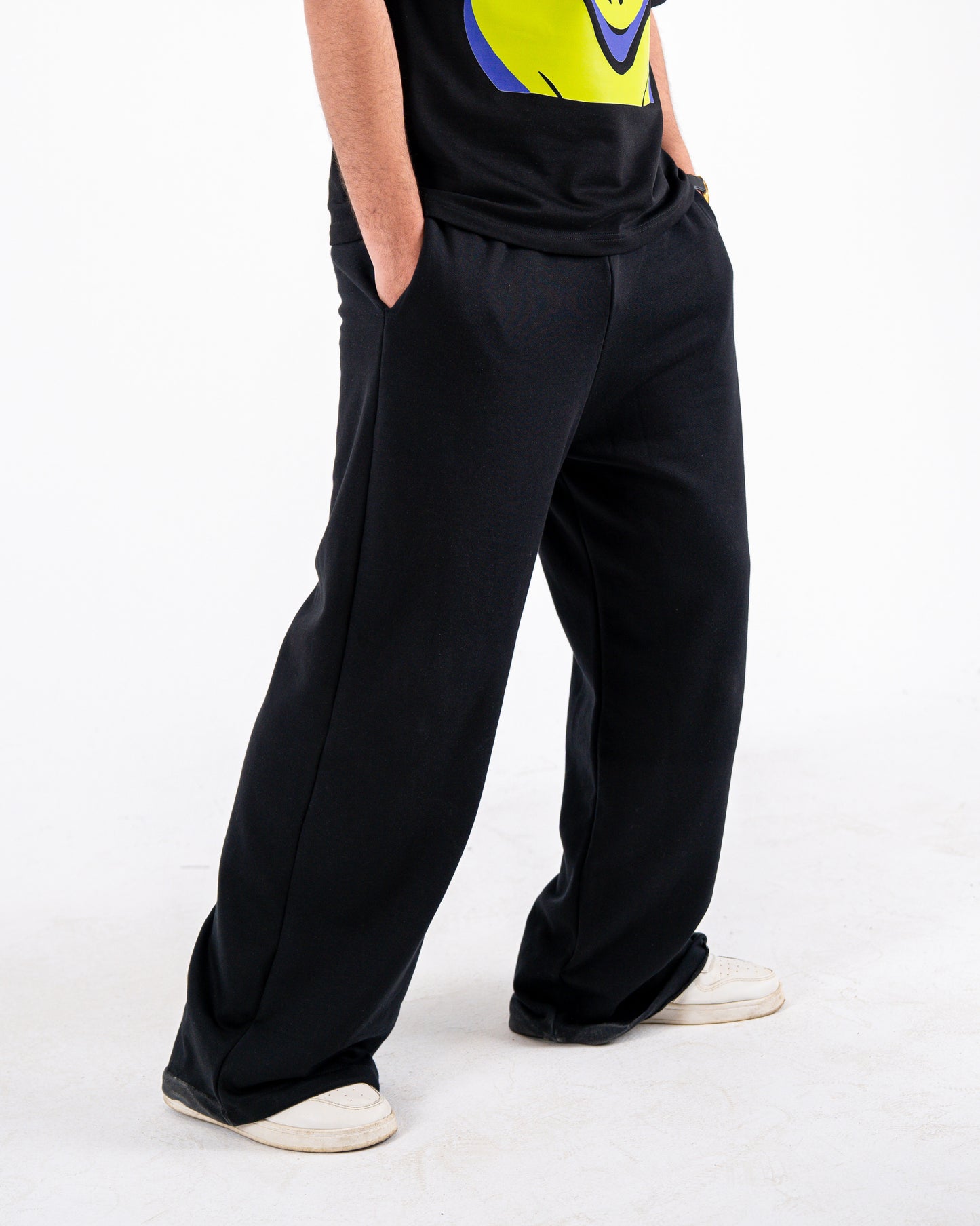 black wideleg sweatpants