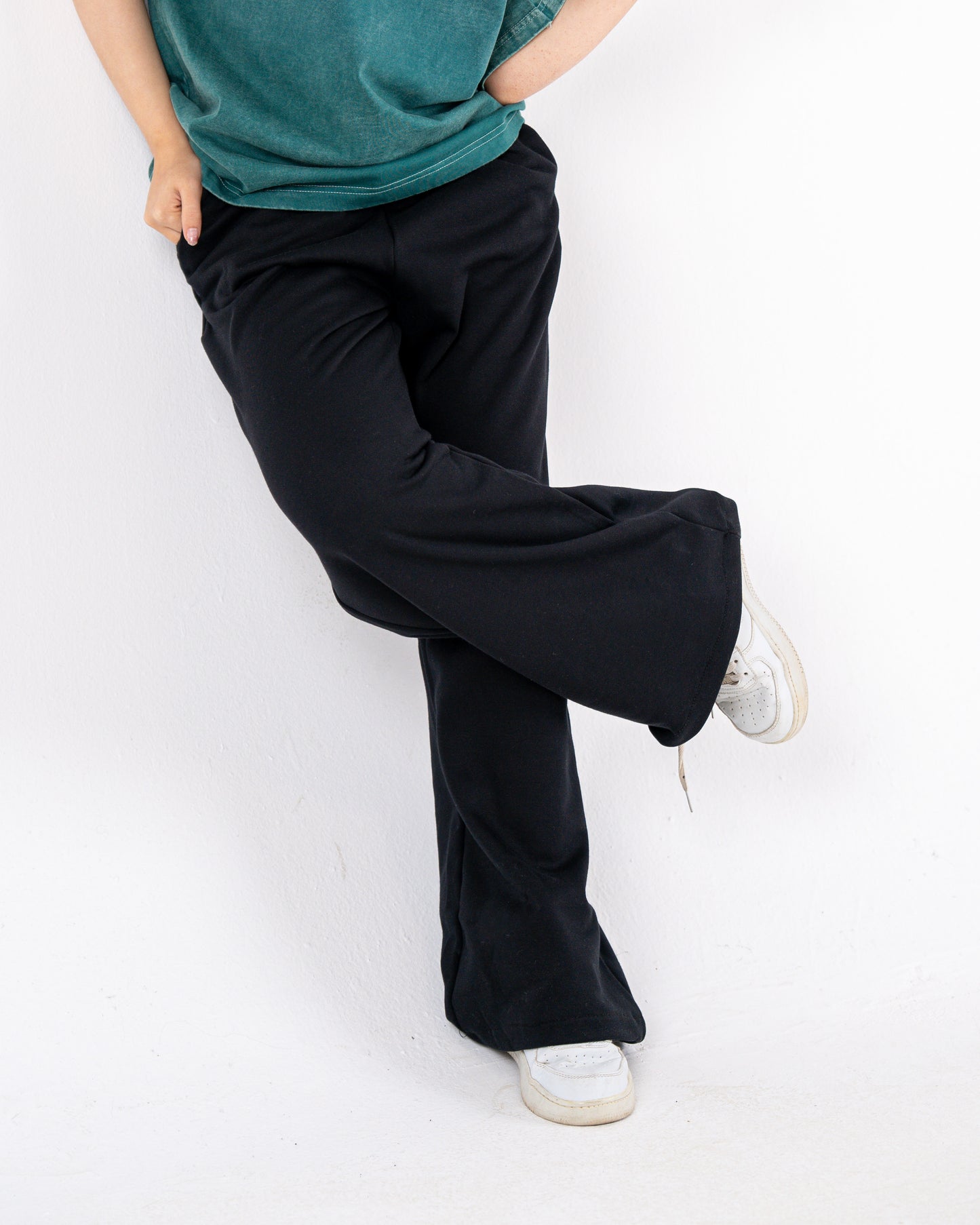 black wideleg sweatpants