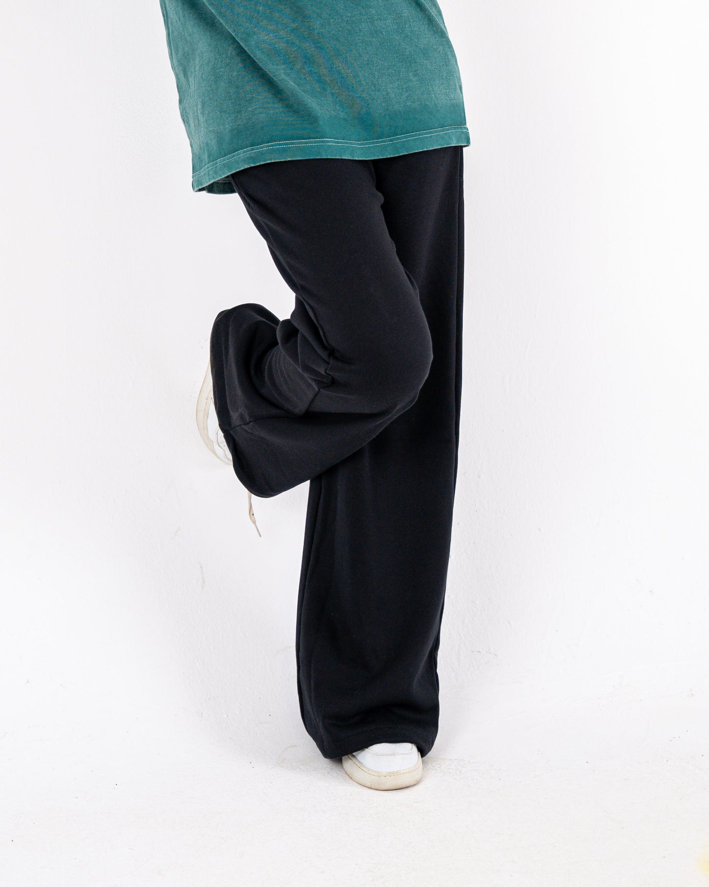 black wideleg sweatpants