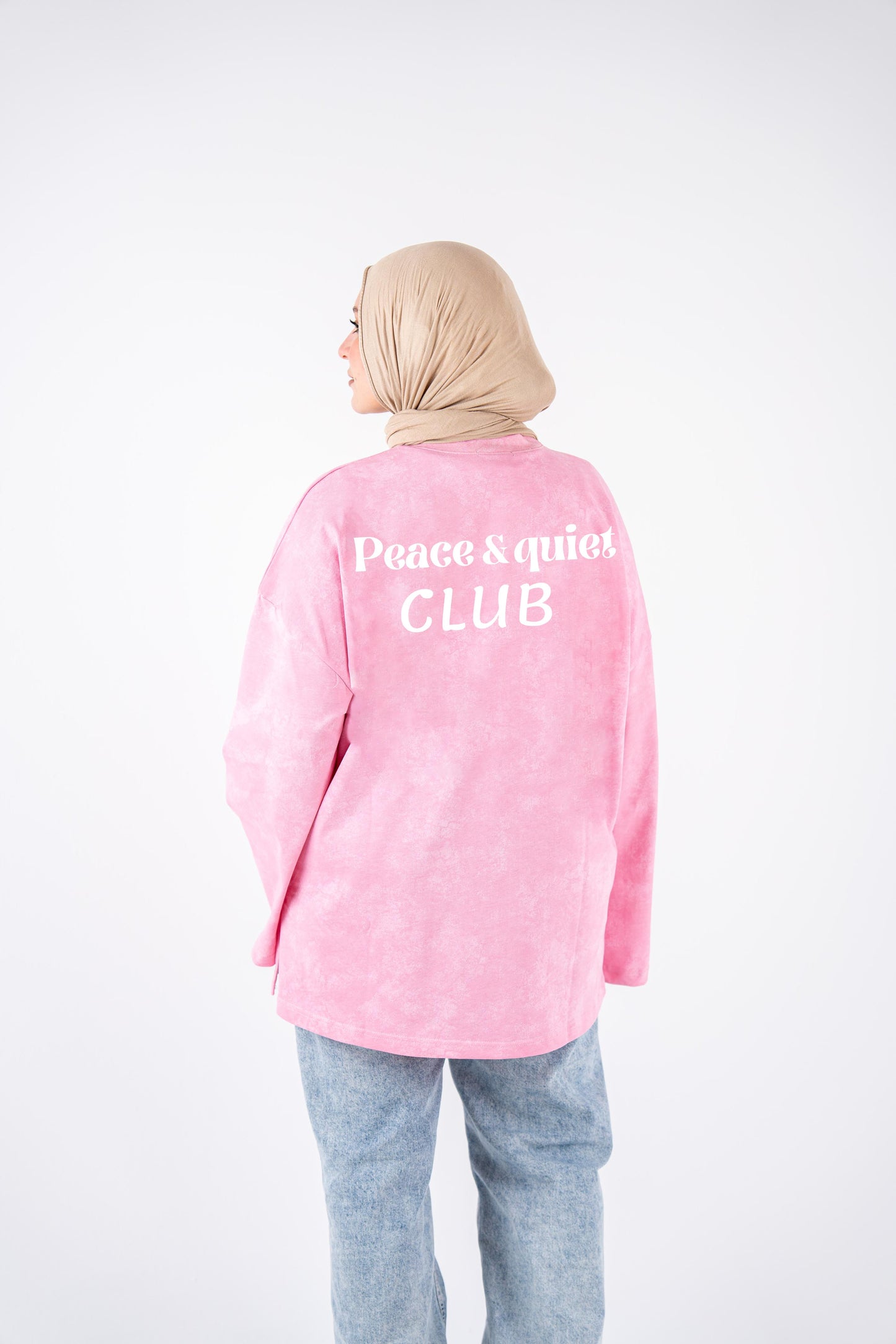 Peace and quiet pink washed widesleeves t-shirt