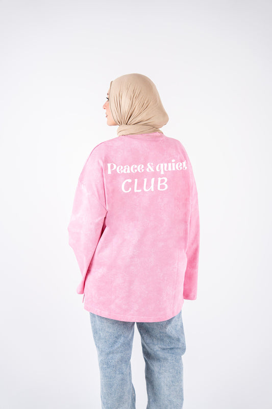 Peace and quiet pink washed widesleeves t-shirt