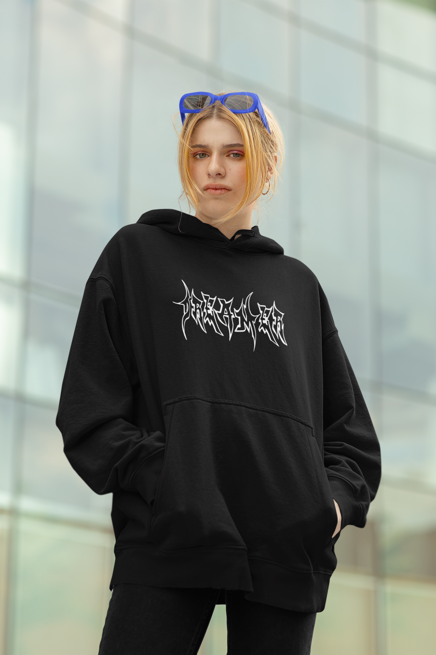 dreamer black oversize hoodie
