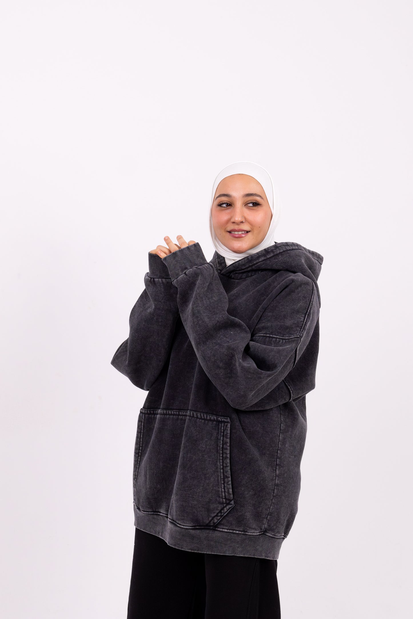Coal washed oversize hoodie