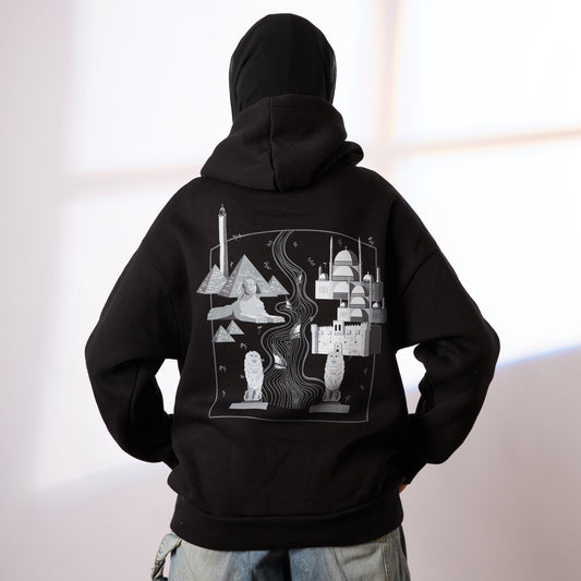 7000 years black oversize hoodie