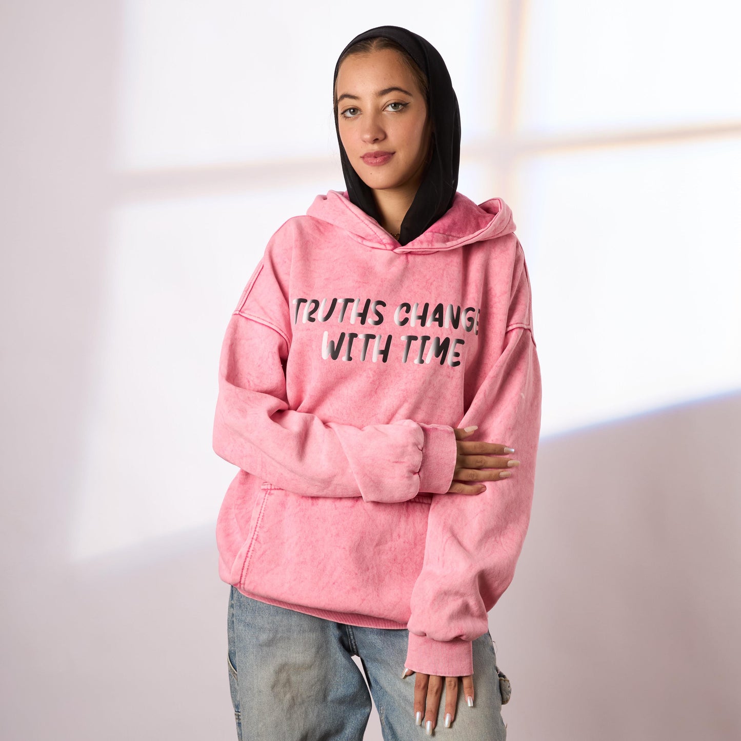 truth change pink washed oversize hoodie