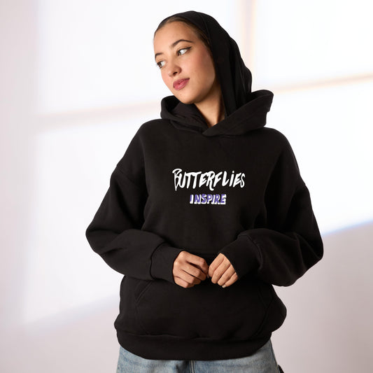 butterflies black oversize hoodie