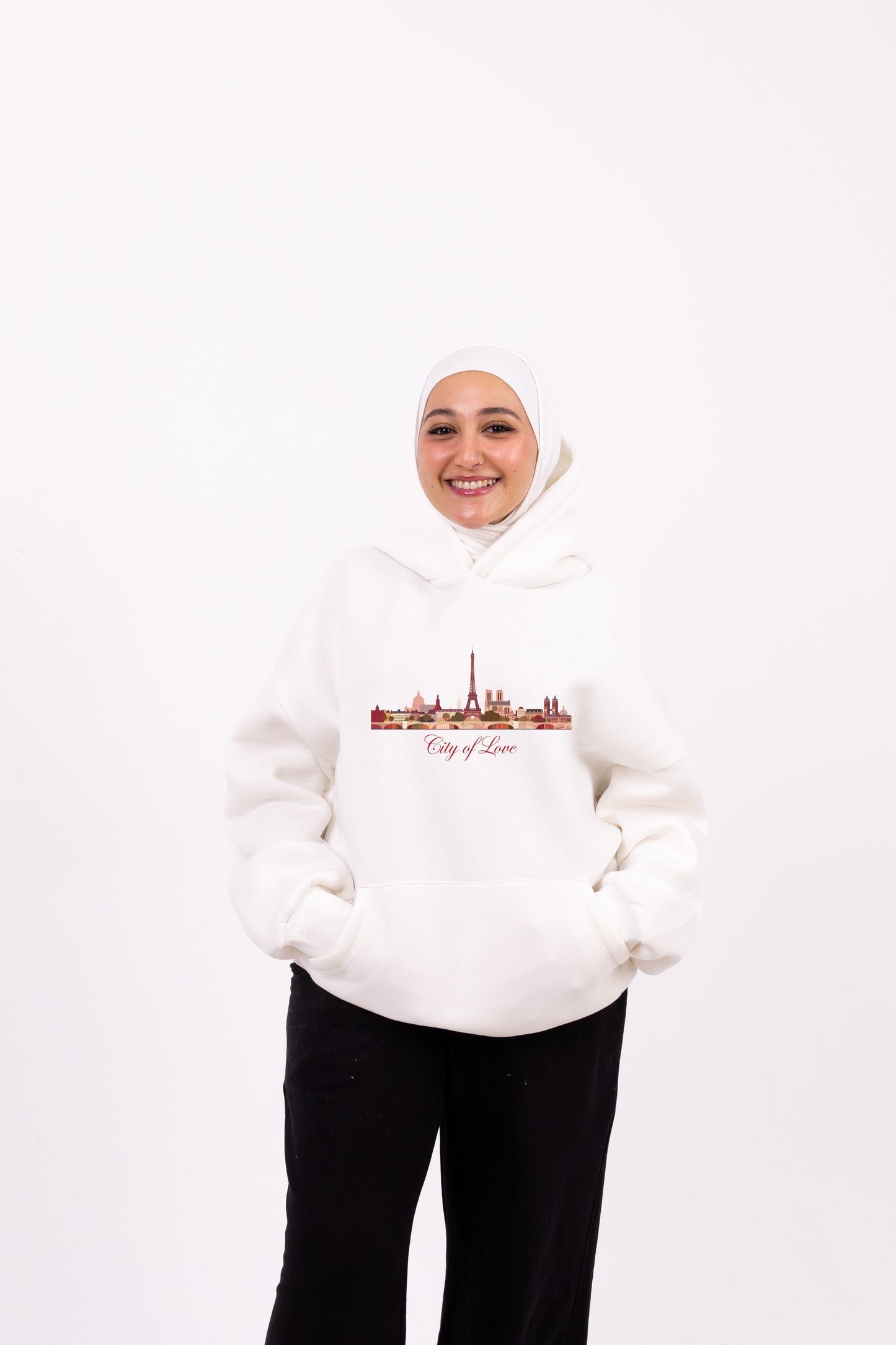 city of love white oversize hoodie