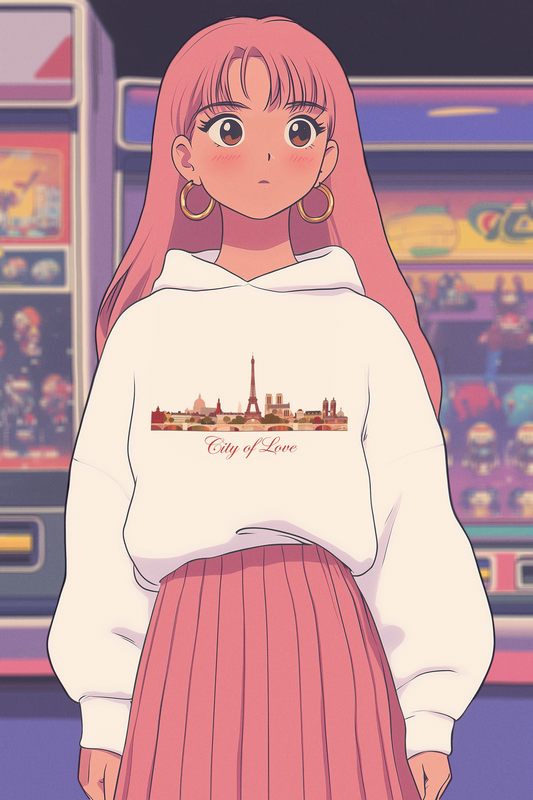 city of love white oversize hoodie