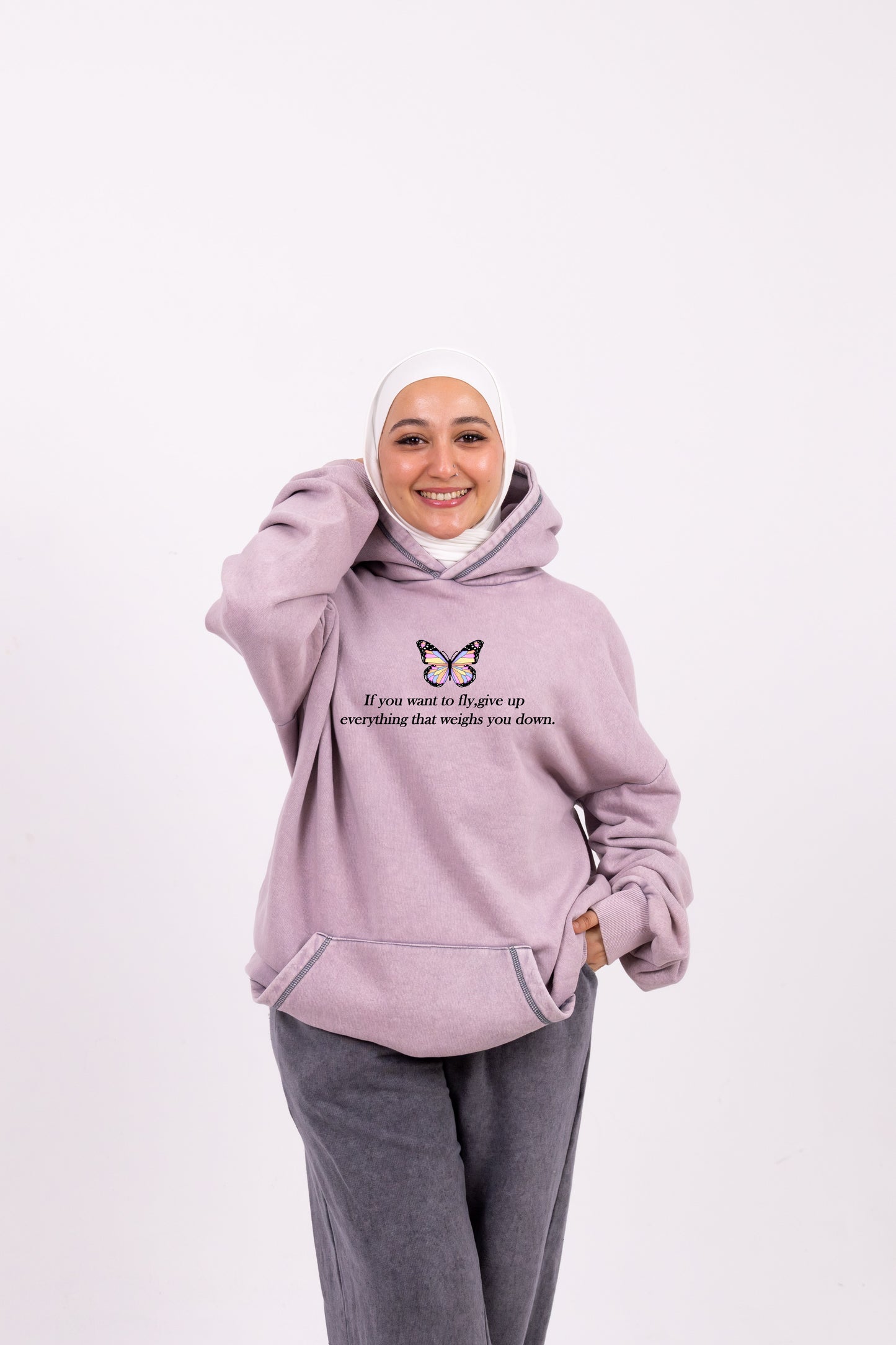 if you want to fly lavender washed hoodie