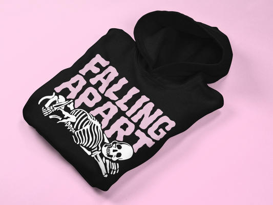 falling apart black oversize hoodie