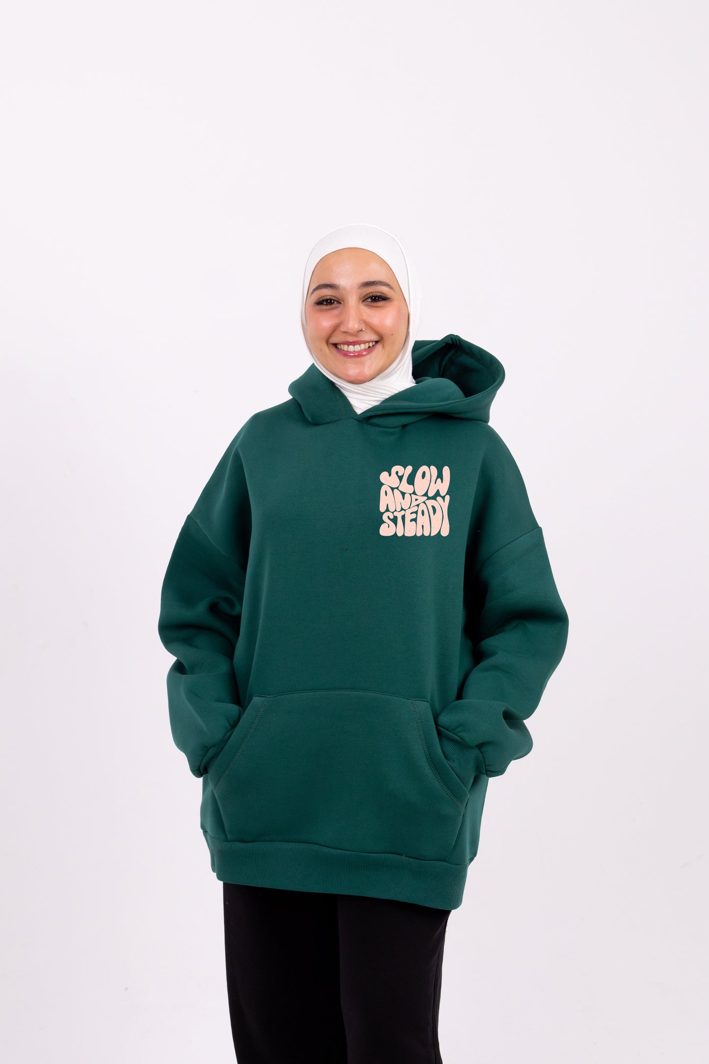 Slow and steady olive hoodie