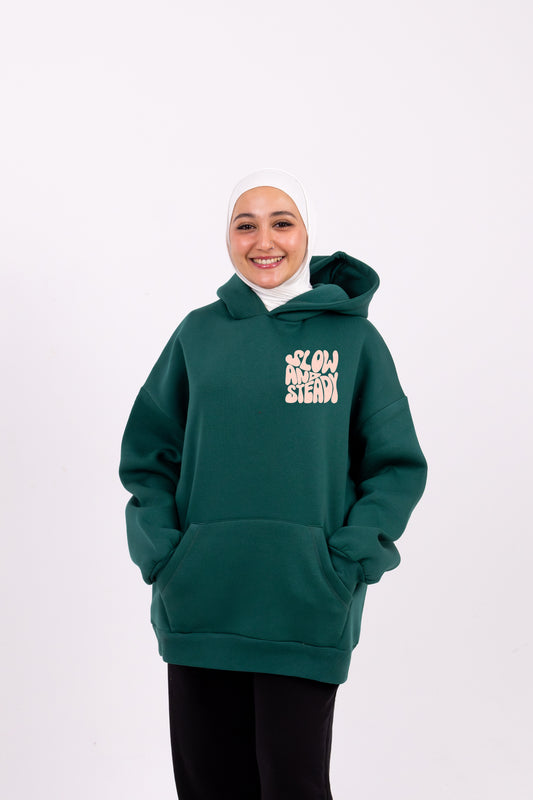 Slow and steady olive hoodie