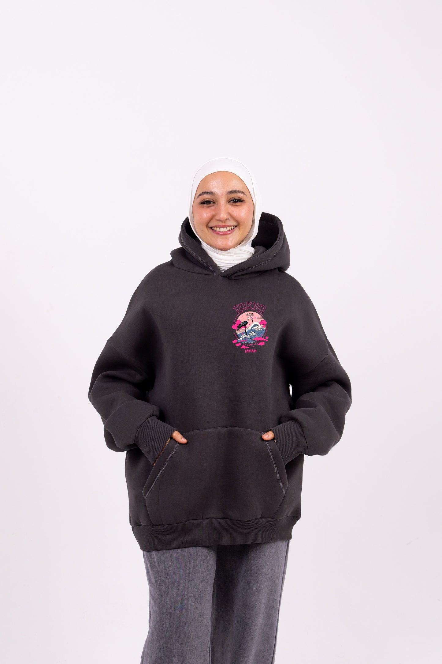 tokyo grey oversize hoodie