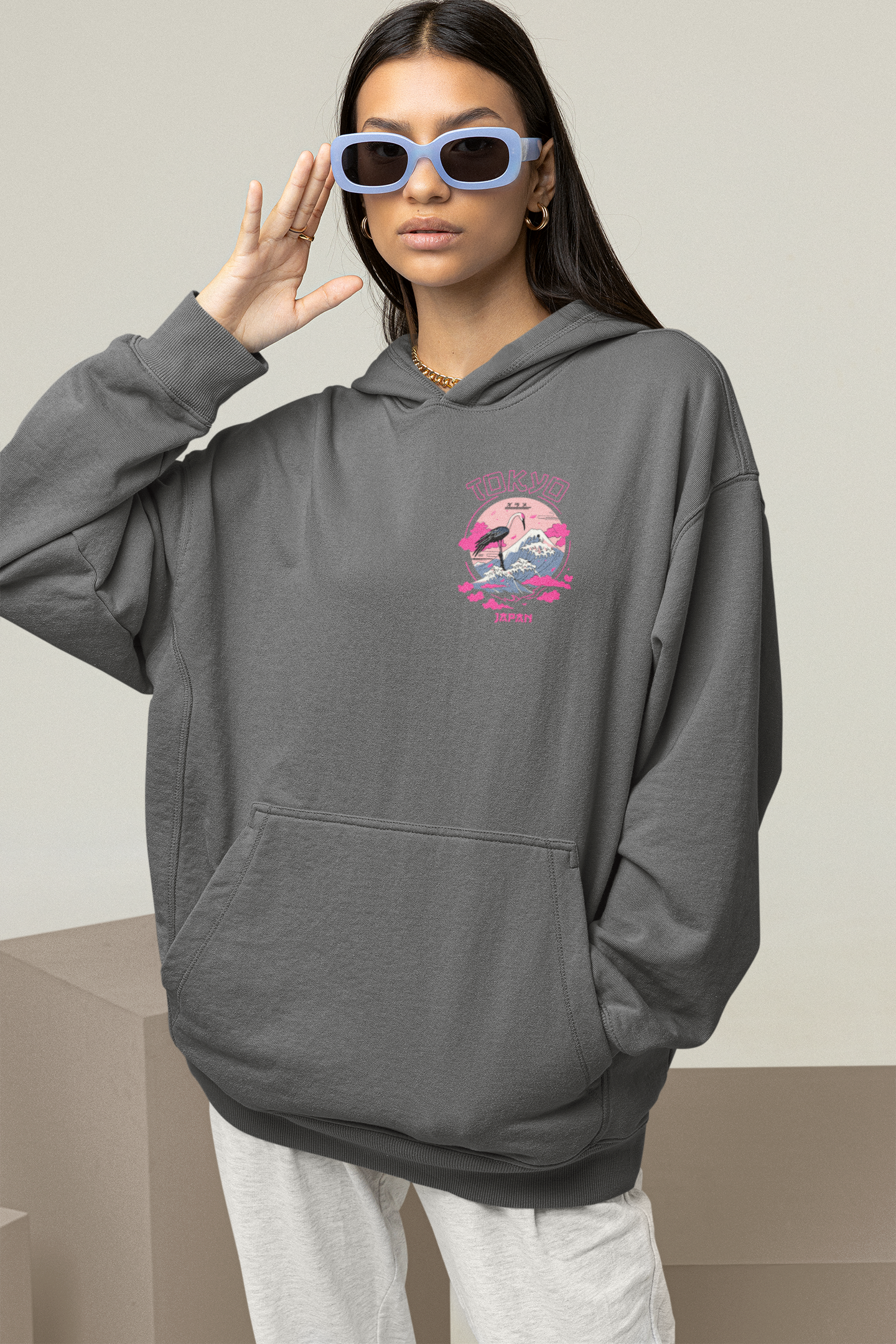 tokyo grey oversize hoodie