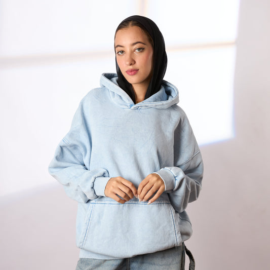 babyblue washed oversize hoodie